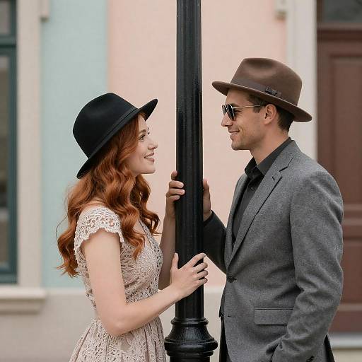 Charming Couple by a Lamppost