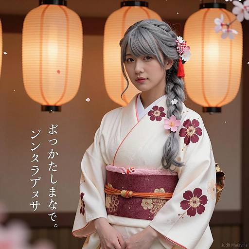 Elegant Portrait of a Kimono-clad Woman