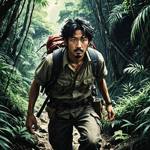 Adventurous Explorer in Dense Jungle Scene