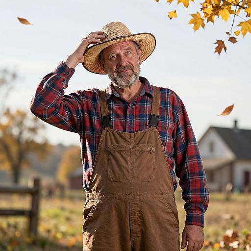 Rustic Autumn Portrait of Kind Farmer