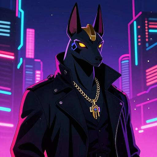 Anubis Mobster in Neon Synthwave