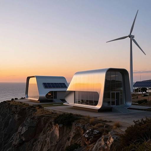 Futuristic Minimalist Coastal AI Houses