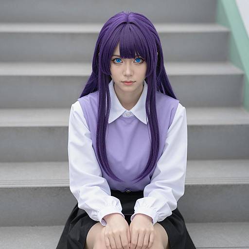 Casual Portrait of a Purple-Haired Cosplayer