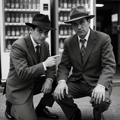 Dramatic Black-and-White Photo of Men