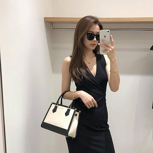 Chic Woman Taking a Mirror Selfie