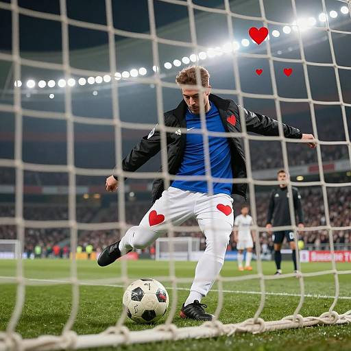 Dynamic Soccer Scene with Heart Motif