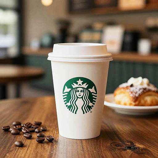 Rustic Coffee Scene with Starbucks Cup
