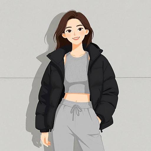 Smiling Woman in Casual Streetwear
