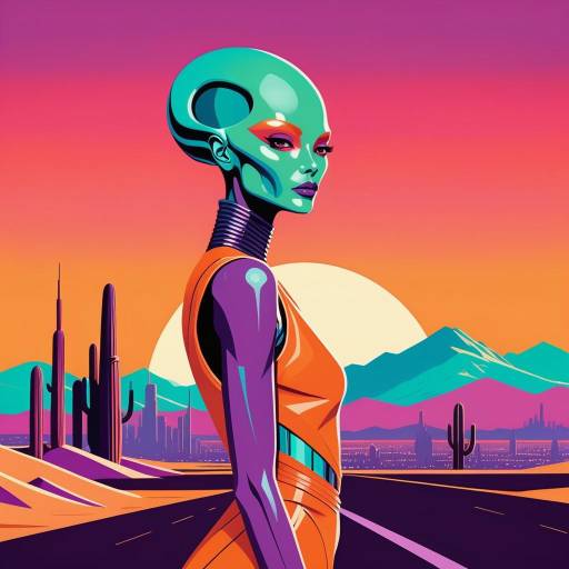 Vibrant Alien in Desert Cityscape Vibrant Alien in Desert Cityscape