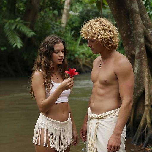 Intimate Jungle Scene with Two Figures