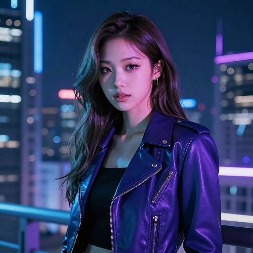 Jimin Cyberpunk Waves in Cityscape
