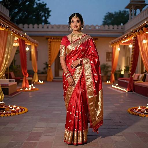 Bride in Red Banarasi Saree