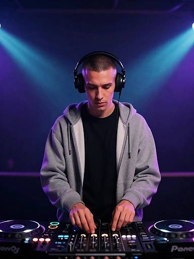 Male DJ mixing music in nightclub