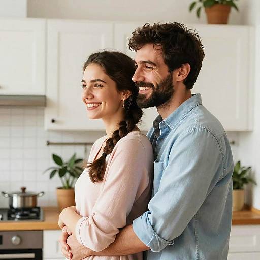 Cozy Couple in Bright Modern Kitchen