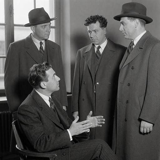 1940s Men in a Black-and-White Scene