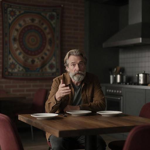 Cozy Setting: Middle-Aged Man at Table