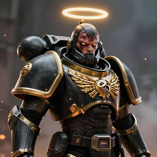 Scarred Space Marine with Golden Halo