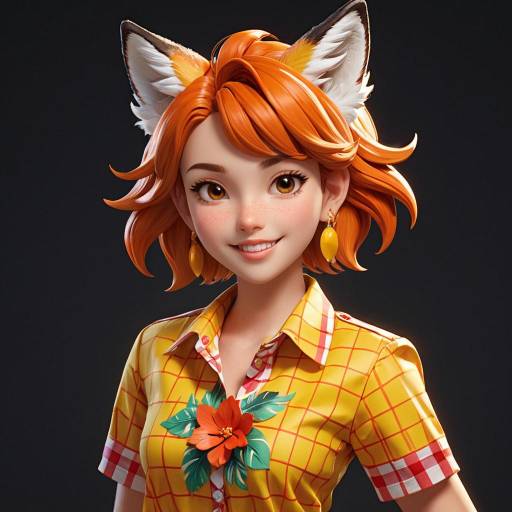 Stylish Anthropomorphic Fox in Hawaiian Attire
