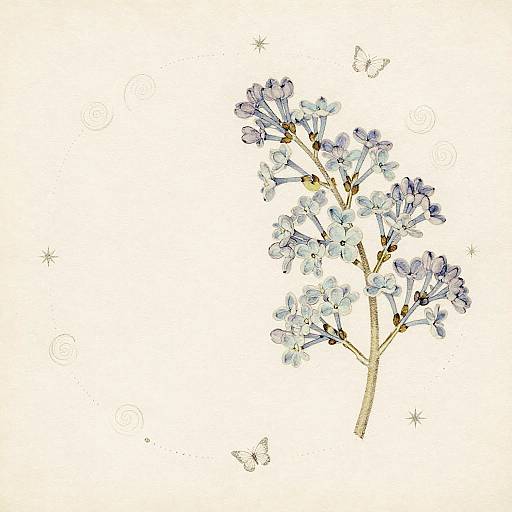 Vintage Aqua Lilac Botanical Print