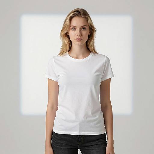 Young Woman in White T-Shirt and Dark Jeans
