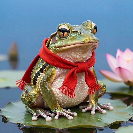 Playful Frog on Lily Pad