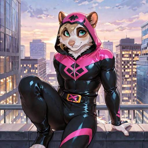 Vibrant Ecchi Ferret Superhero Illustration