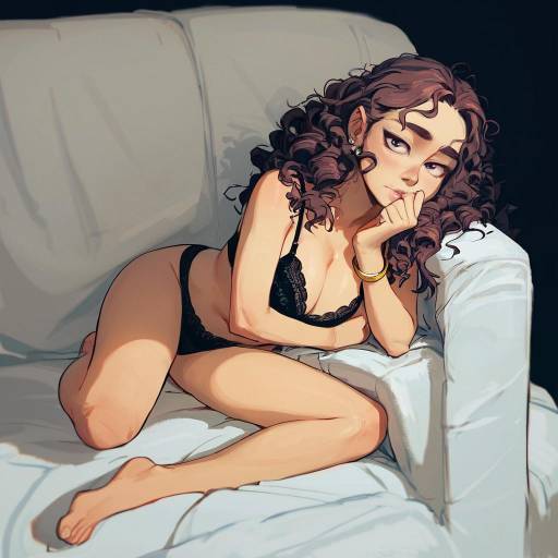 Sophisticated Woman in Black Lace Lingerie