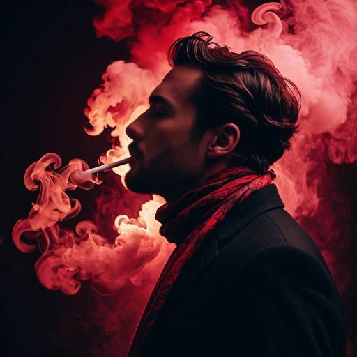 Ethereal Portrait with Crimson Smoke