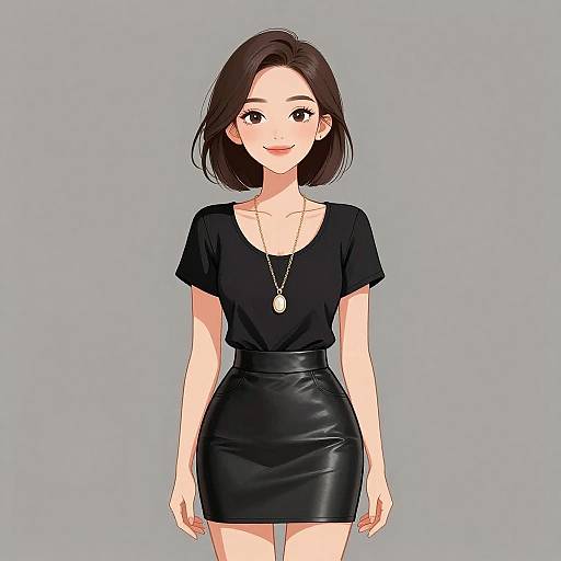 Chic Smiling Woman in Stylish Outfit