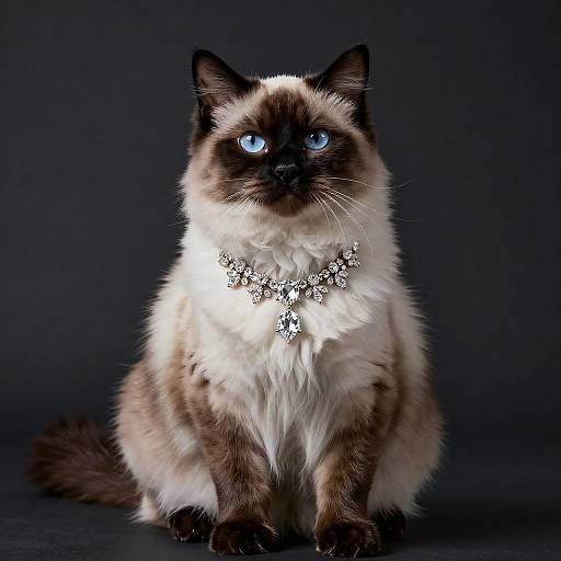 Elegant Ragdoll Cat Portrait with Diamonds