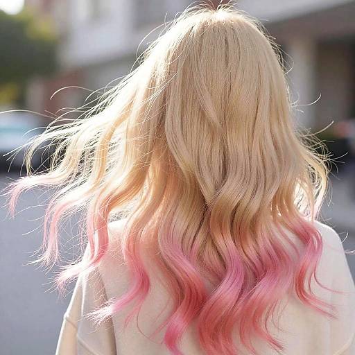 Blonde Hair with Pink Tips in Sunlight