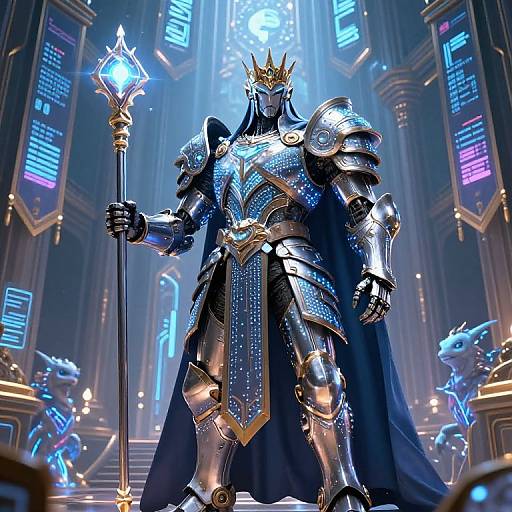 Futuristic Robotic King in Castle