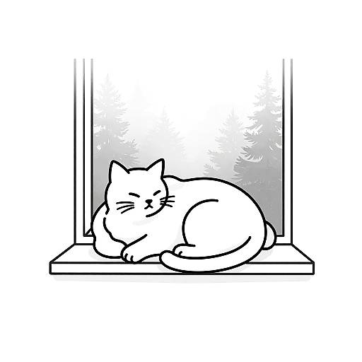 Minimalist Cat Line Art Illustration