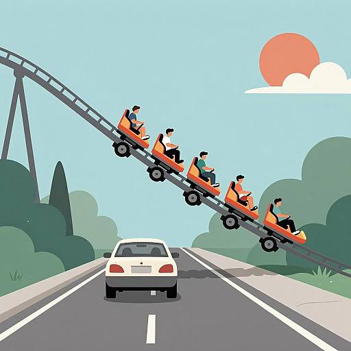 Rollercoaster Crossing Over Road