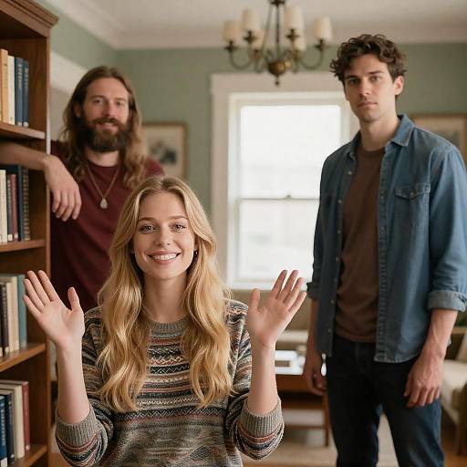 Cozy Room Portrait with Three Friends