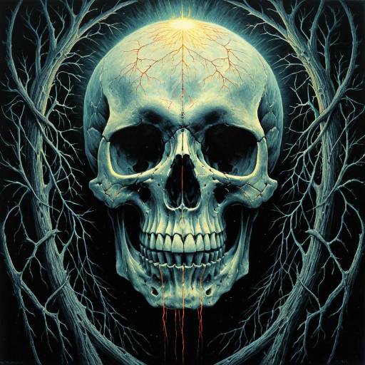 Symmetrical Skull with Glowing Veins Symmetrical Skull with Glowing Veins