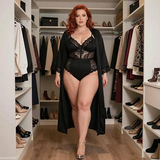 Confident Redhead in Luxe Walk-in Closet