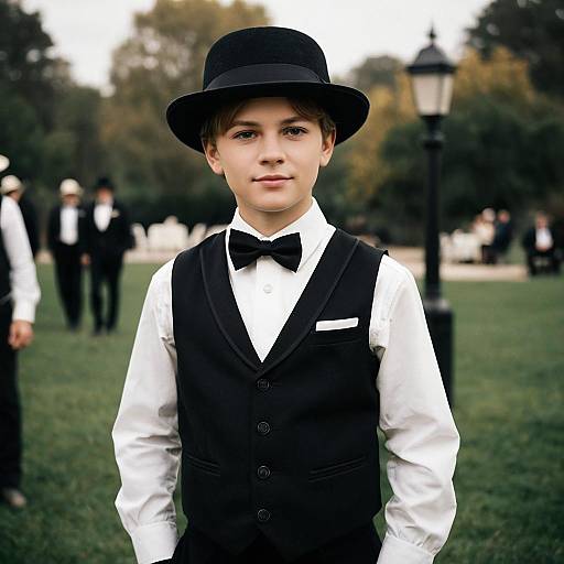Boy in Great Gatsby Outfit Outdoors