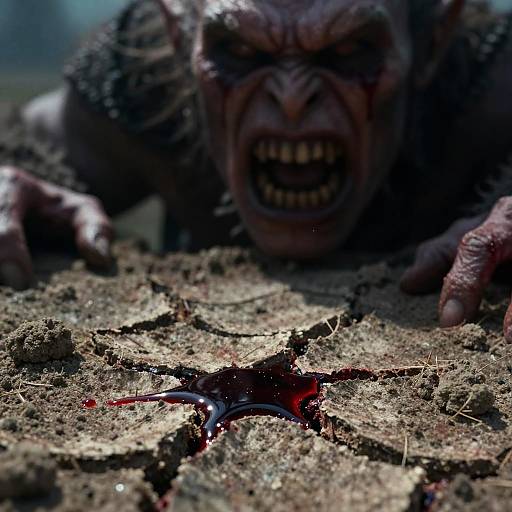 Gnoll Horror Close-Up with Blood