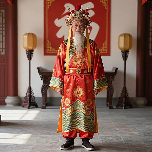 Elderly Man in Traditional Chinese Attire