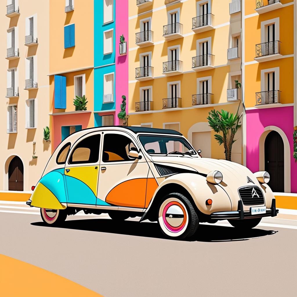 Vibrant Comic Style Citroën 2CV