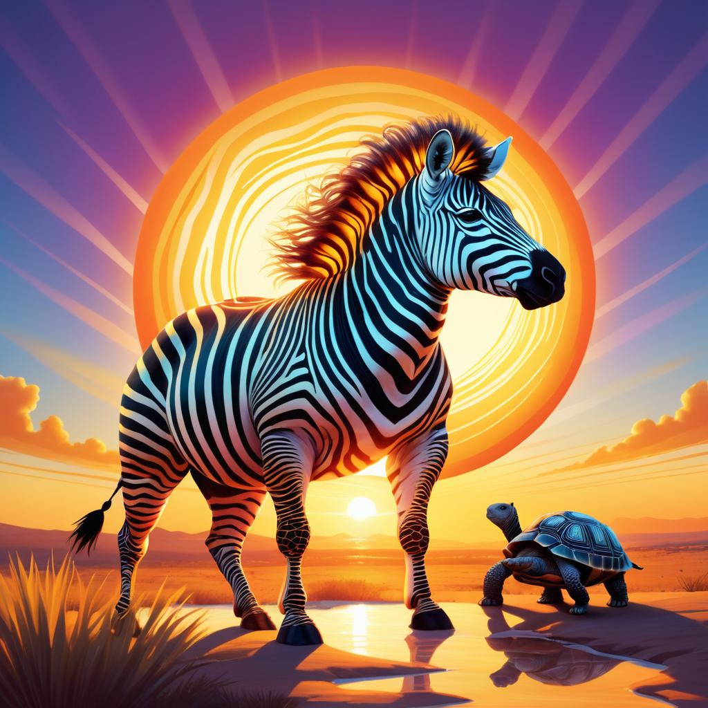 Fusion of Zebra and Tortoise at Sunset