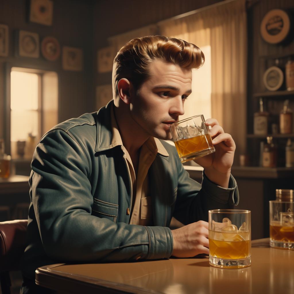 James Dean Enjoying a Retro Whiskey Sour