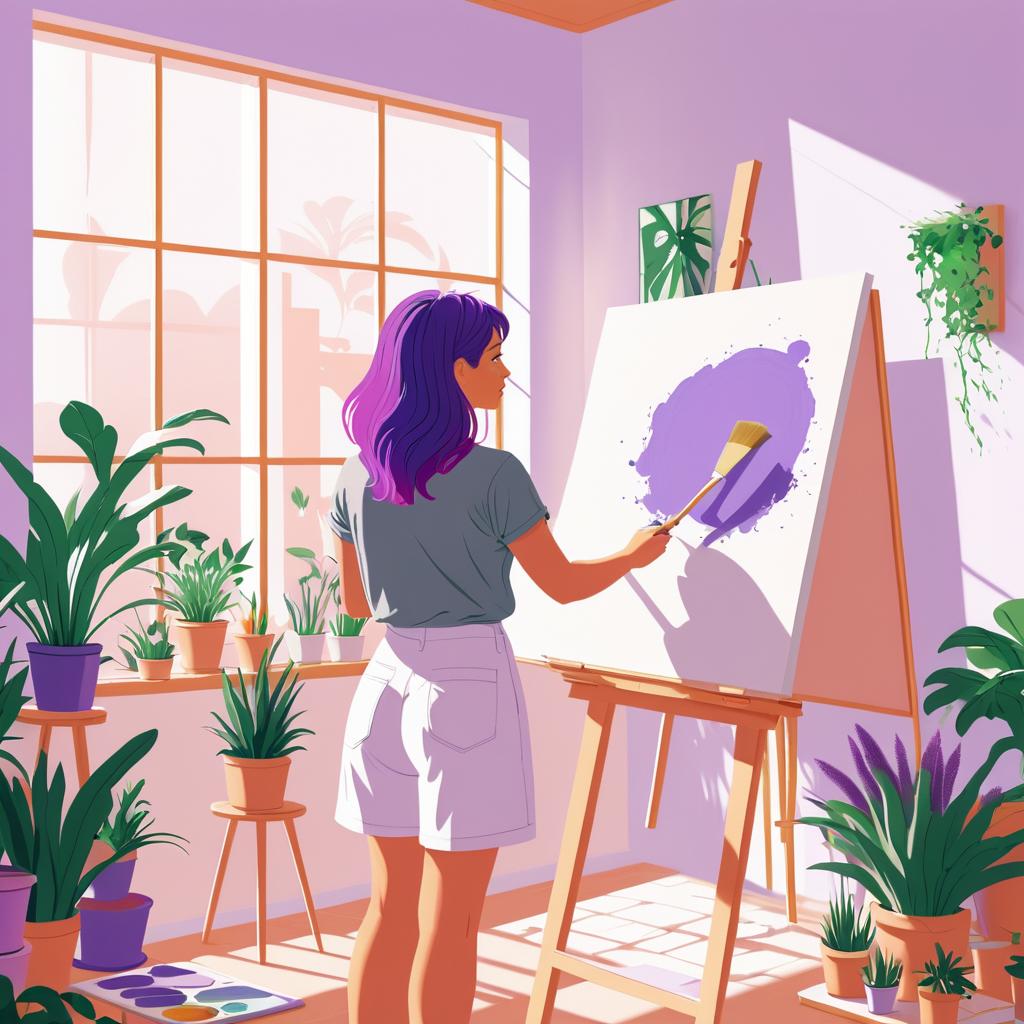 Colorful Springtime Artist in Her Studio