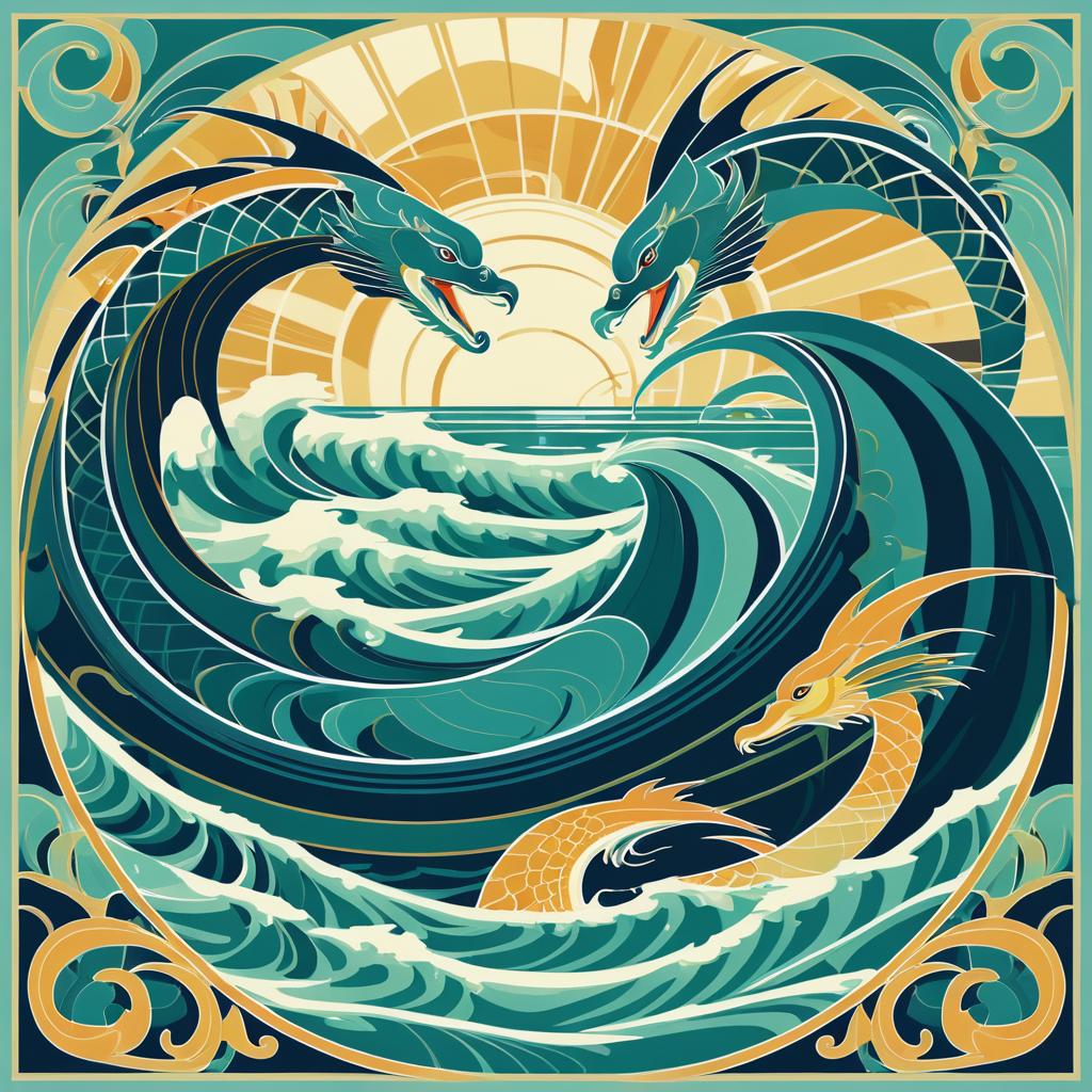 Art Deco Sea Monsters Gallery Artwork