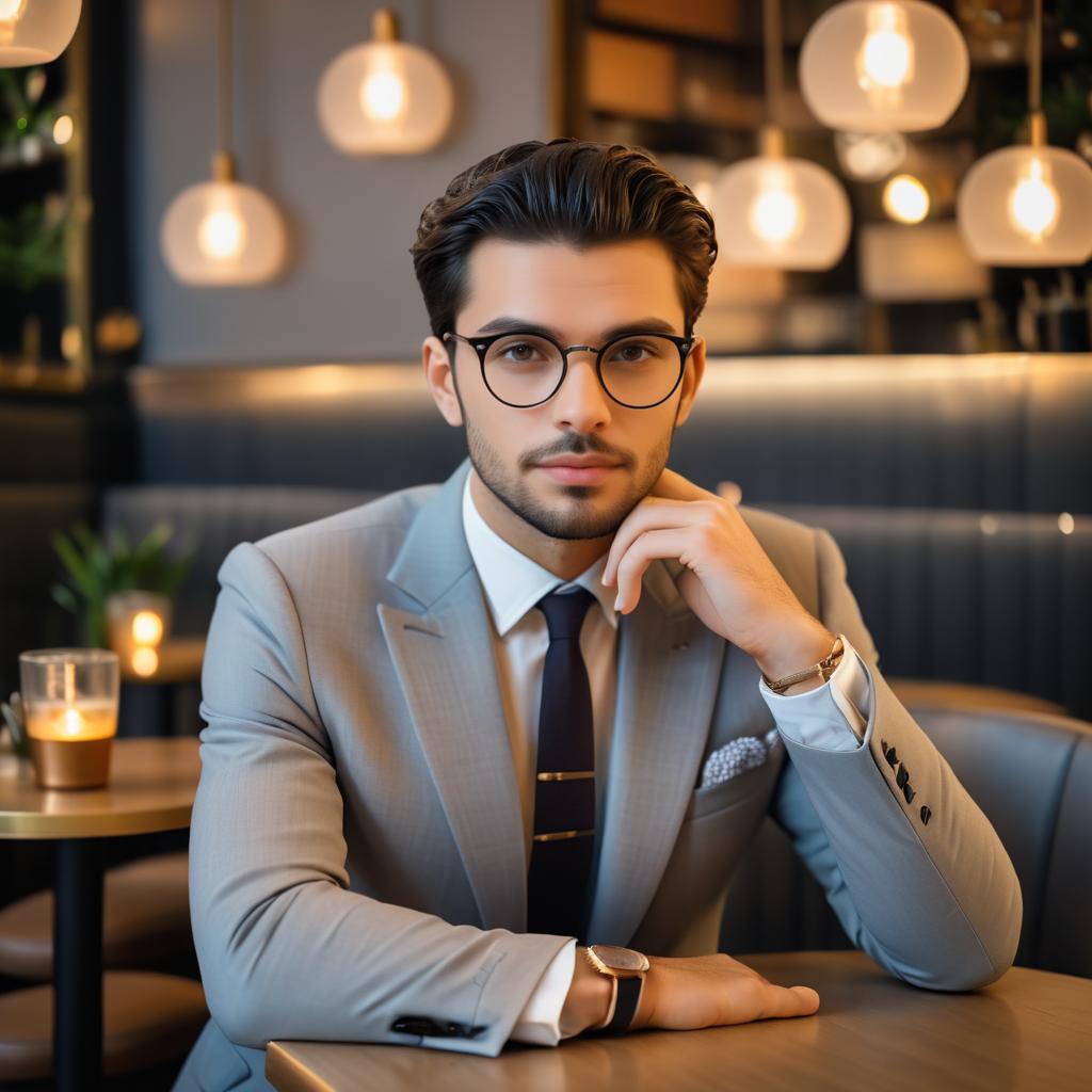 Charming Italian Man in Cozy Café