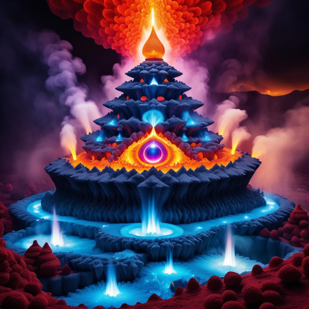 Dramatic Volcano with Gems and Smoke