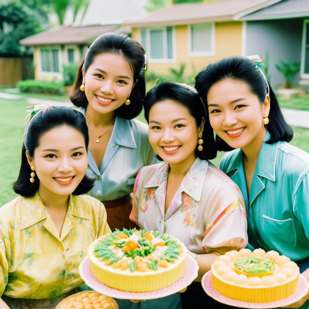 1990s Vintage Asian Women at Party