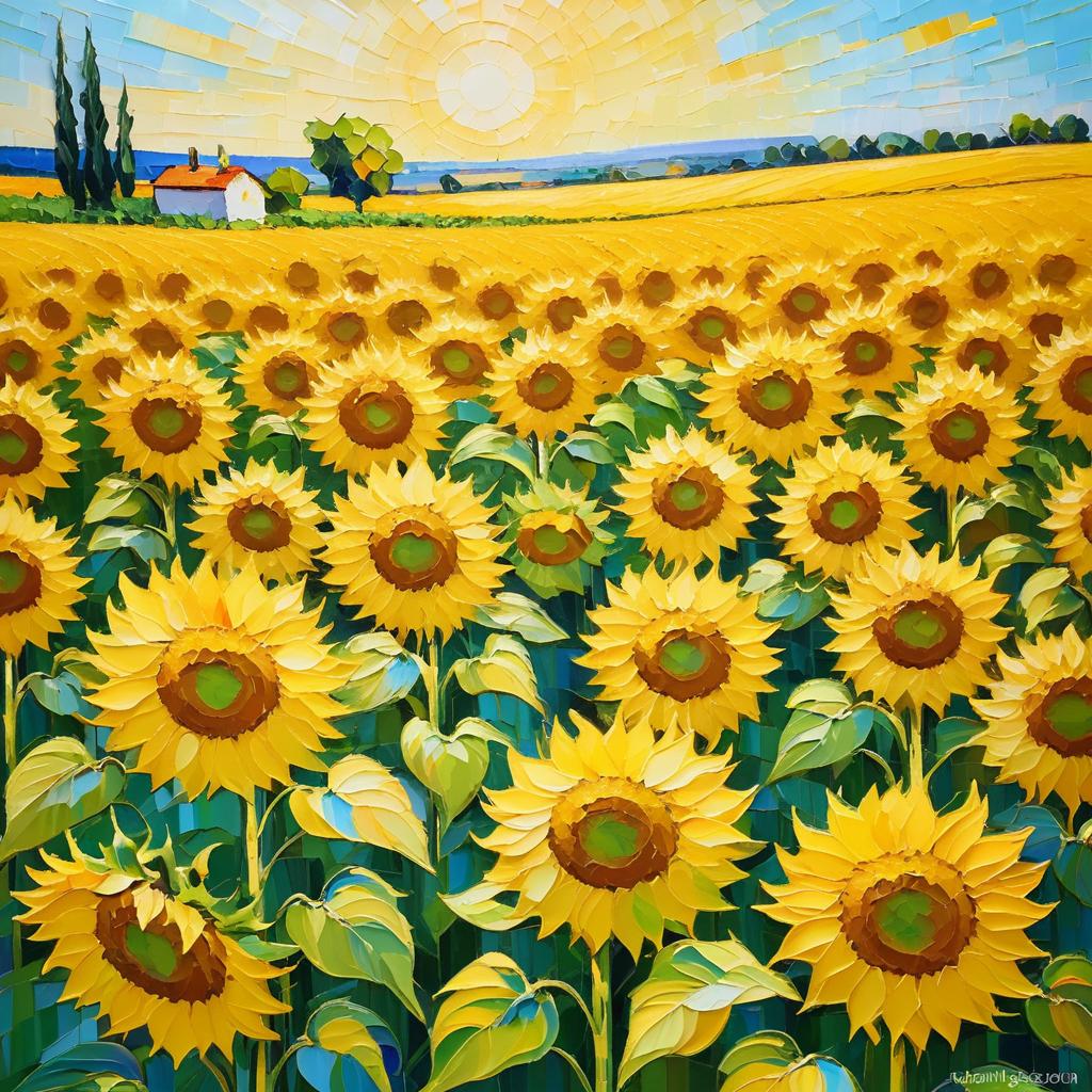 Vibrant Sunflower Field in Van Gogh Style