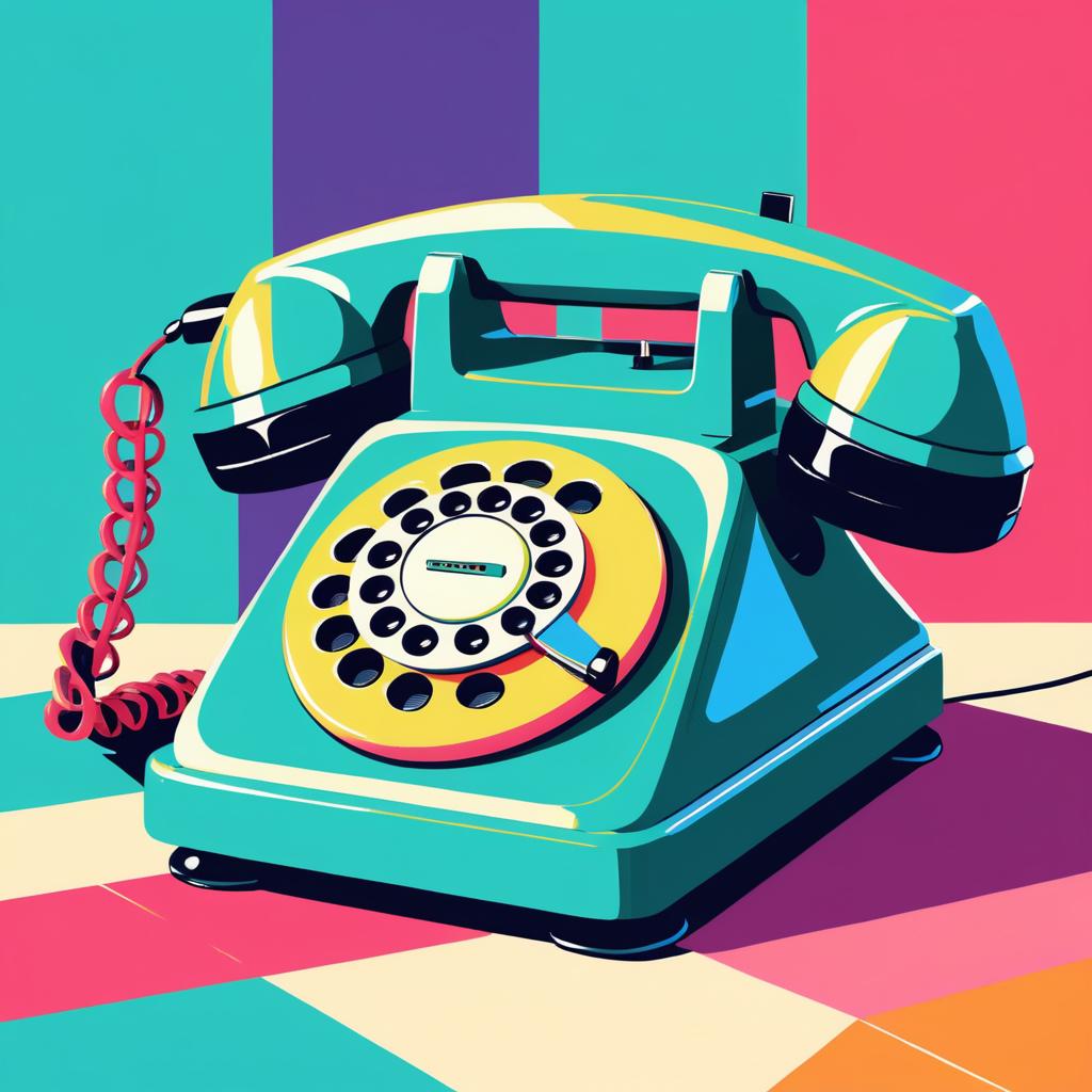 Cheerful Retro Vintage Telephone Illustration